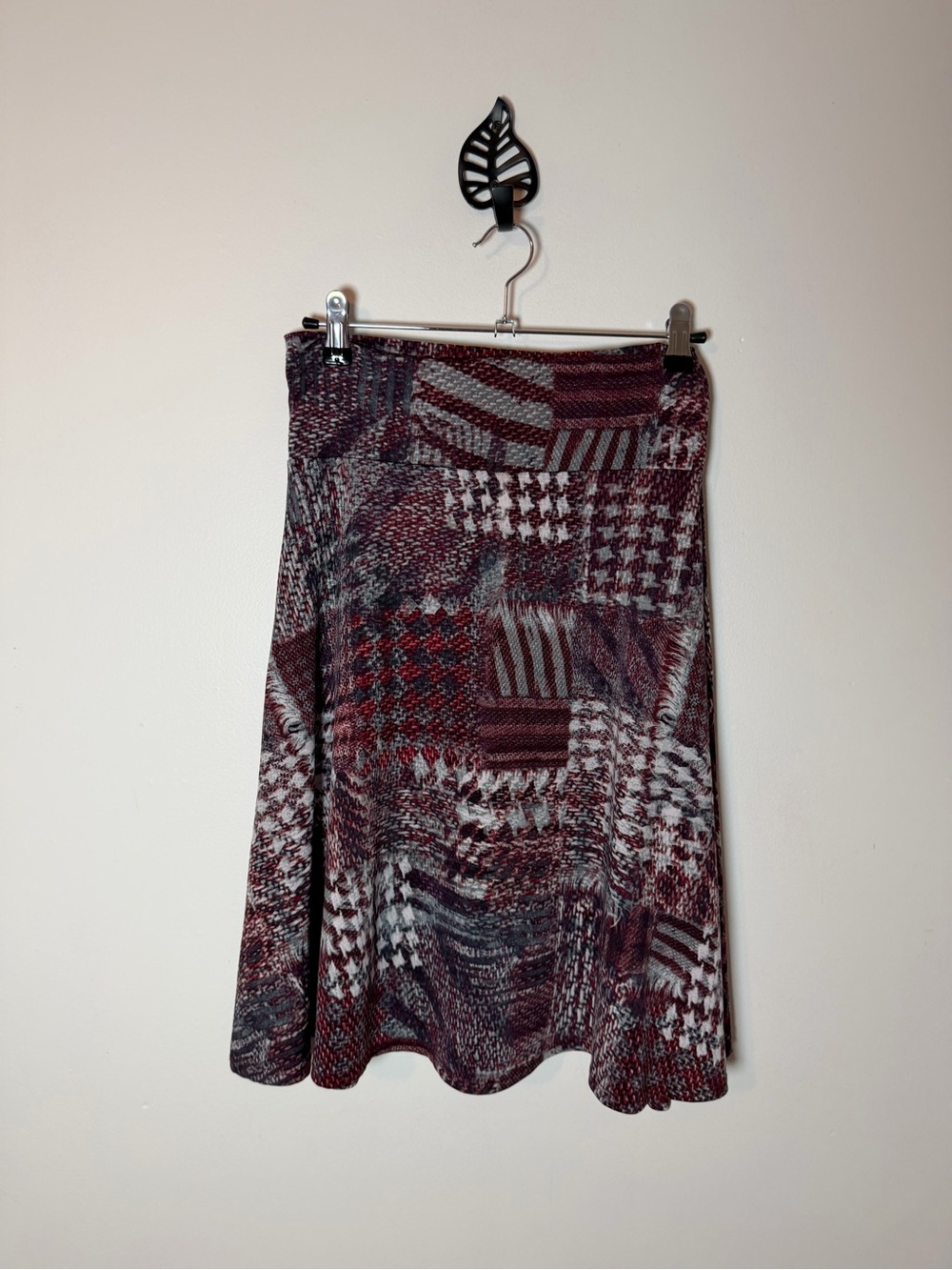 LuLaRoe Burgundy Patchwork A-Line Skirt‎